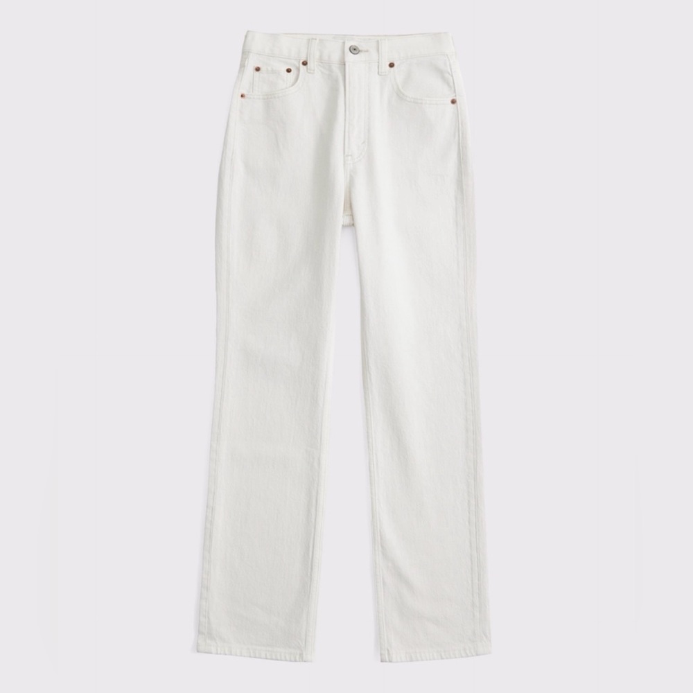 Abercrombie Curve Love Ultra High Rise Ankle Straight Jean Size 29 Cream